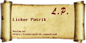 Licker Patrik névjegykártya
